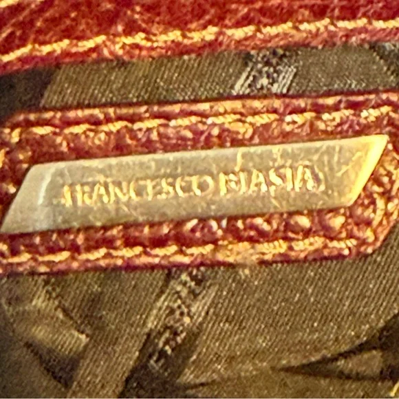 FRANCESCO BIASIA BURGUNDY LEATHER SATCHEL HANDBAG - Picture 8 of 8